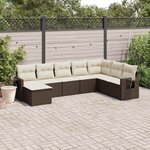 vidaXL Salon de jardin 8 Pièces avec coussins marron résine tressée