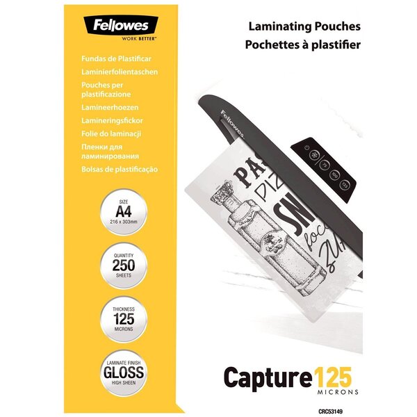 Pochettes à plastifier, format A4, 250 mu, pack éco x250 FELLOWES