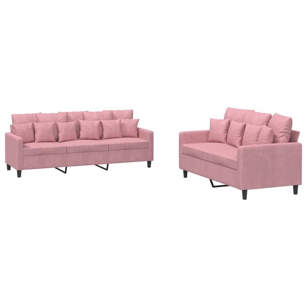 vidaXL Ensemble de canapés 2 Pièces avec coussins Rose Velours