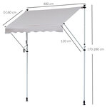 Store banne manuel rétractable 4L x 1,2l m inclinaison et hauteur réglable installation rapide métal alu polyester anti-UV crème