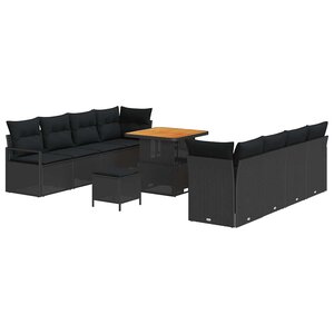 vidaXL Ensemble de canapé de jardin avec coussin Noir 80 x 80 x 71 cm