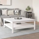 vidaXL Table basse Blanc 100x100x40 cm Bois massif de pin