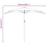 vidaXL Parasol de balcon avec mât en aluminium Noir 270x144x222cm Demi