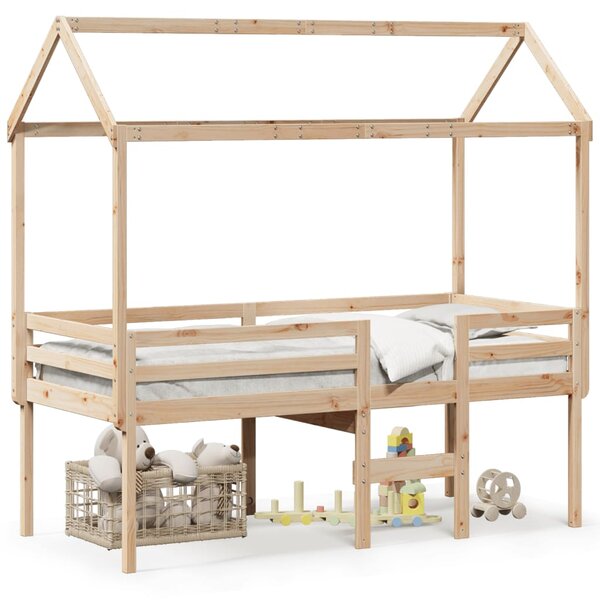 vidaXL Lit haut avec toit 90x190 cm bois de pin massif