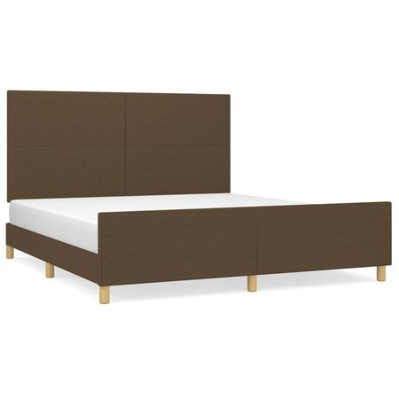 vidaXL Cadre de lit avec tête de lit Marron foncé 180x200 cm Tissu