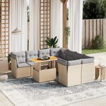 vidaXL Salon de jardin avec coussins 9 Pièces beige résine tressée