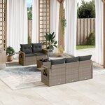 vidaXL Salon de jardin 6 Pièces avec coussins gris résine tressée