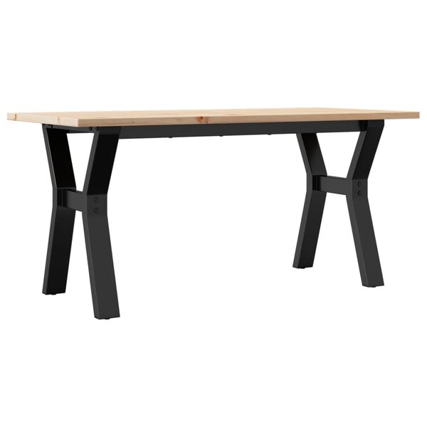vidaXL Table basse cadre en Y 100x50x45 cm bois de pin massif et fonte