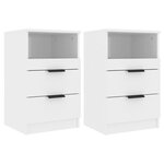 vidaXL Tables de chevet 2 Pièces Blanc brillant Bois d'ingénierie