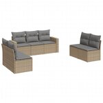 vidaXL Salon de jardin avec coussins 7 Pièces beige résine tressée