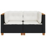 vidaXL Canapés d'angle de jardin et coussins 2 Pièces noir résine tressée