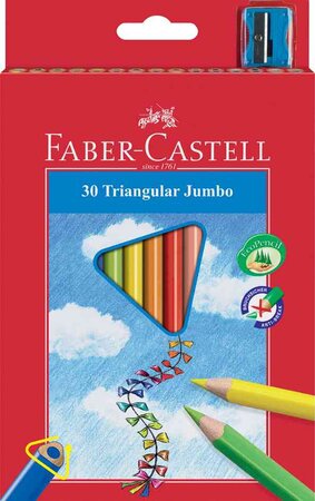 étui de 30 Crayons de couleur Jumbo triangulaire FABER-CASTELL