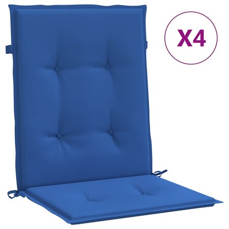 vidaXL Coussins de chaise de jardin à dossier bas lot de 4 bleu royal