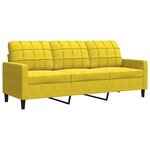 vidaXL Ensemble de canapés 3 Pièces avec coussins Jaune Velours