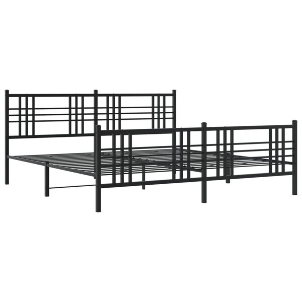 vidaXL Cadre de lit métal avec tête de lit/pied de lit noir 193x203 cm