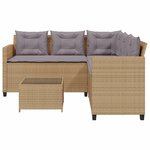 vidaXL Canapé de jardin avec table et coussins en forme de L beige