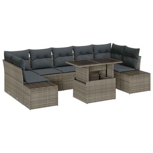 vidaXL Ensemble de canapé de jardin avec coussin 8 Pièces Gris