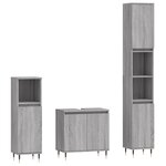 vidaXL Ensemble d'armoires de salle de bain 3 Pièces sonoma gris