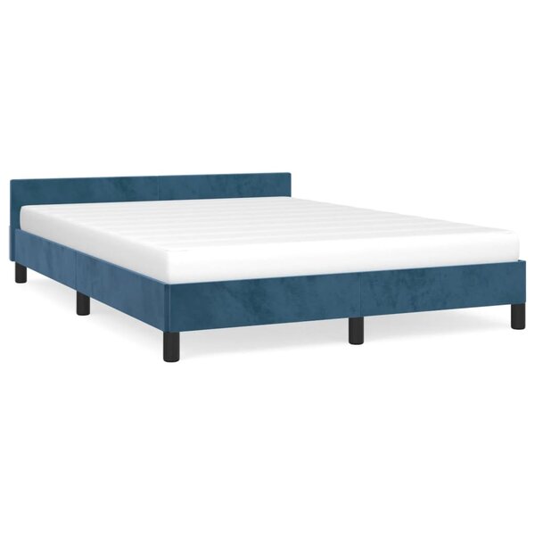 vidaXL Cadre de lit avec tête de lit Bleu foncé 140x190 cm Velours