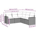 vidaXL Salon de jardin 5 Pièces avec coussins gris clair résine tressée