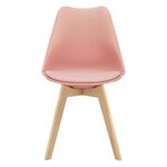 Lot de 4 chaises de salle à manger similicuir hêtre rose 03_0006766