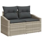 vidaXL Ensemble de canapé de jardin 8 pièces avec coussins gris clair en poly rattan