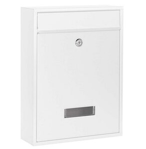 Boîte aux lettres murale verrouillable blanche – 260x85x350 mm fente 22x2 5 cm + porte-nom
