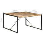 vidaXL Table à manger 140x140x75 cm Bois de manguier brut