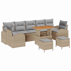 vidaXL Ensemble de canapé de jardin 10 Pièces Beige et Gris clair