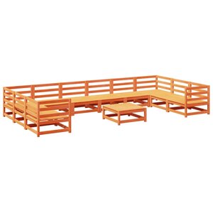 vidaXL Salon de jardin 11 Pièces marron cire bois de pin massif