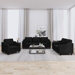 vidaXL Ensemble de canapés 3 Pièces avec coussins noir tissu