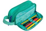 Trousse Oxford B-Smart - 3 Compartiments - Poignée Latérale - En Matière Recyclée - Couleur Turquoise