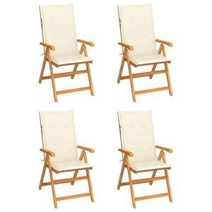 vidaXL Chaises de jardin lot de 4 avec coussins crème Bois teck solide