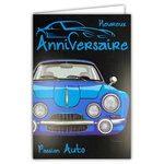 Carte FLUO Heureux Anniversaire Auto Voiture Sport Avec Enveloppe 12x17,5cm