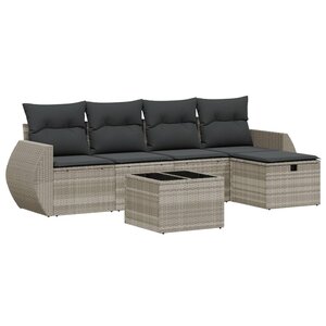 vidaXL Salon de jardin 6 Pièces avec coussins gris clair résine tressée
