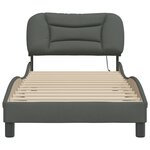 vidaXL Cadre de lit avec lumière LED gris foncé 90x190 cm tissu