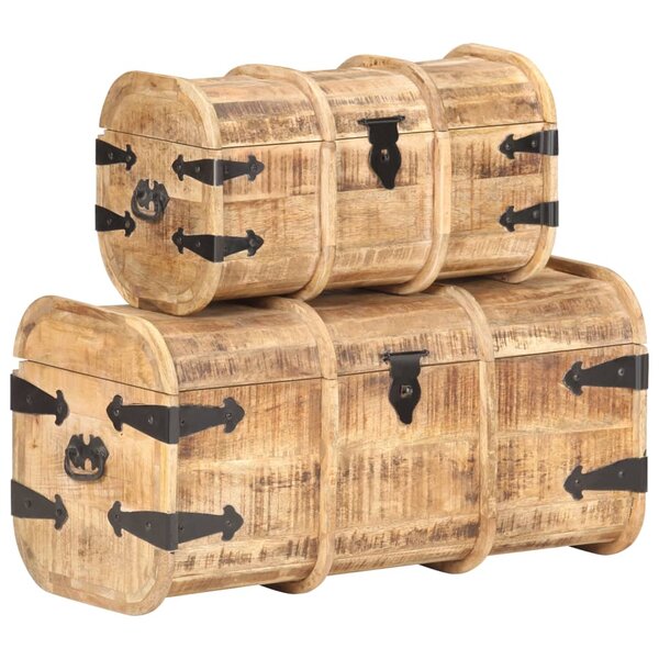 vidaXL Coffres de rangement 2 Pièces Bois de manguier massif