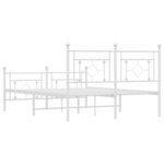 vidaXL Cadre de lit métal avec tête de lit/pied de lit blanc 140x190cm
