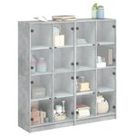 vidaXL Bibliothèque avec portes gris béton 136x37x142 cm