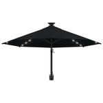 vidaXL Parasol mural avec mât métallique et LED 300 cm Noir