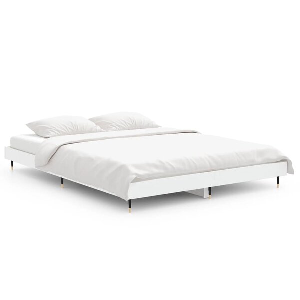 vidaXL Cadre de lit Blanc 140x190 cm bois d'ingénierie