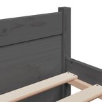 vidaXL Cadre de lit Gris Bois massif 135x190 cm Double