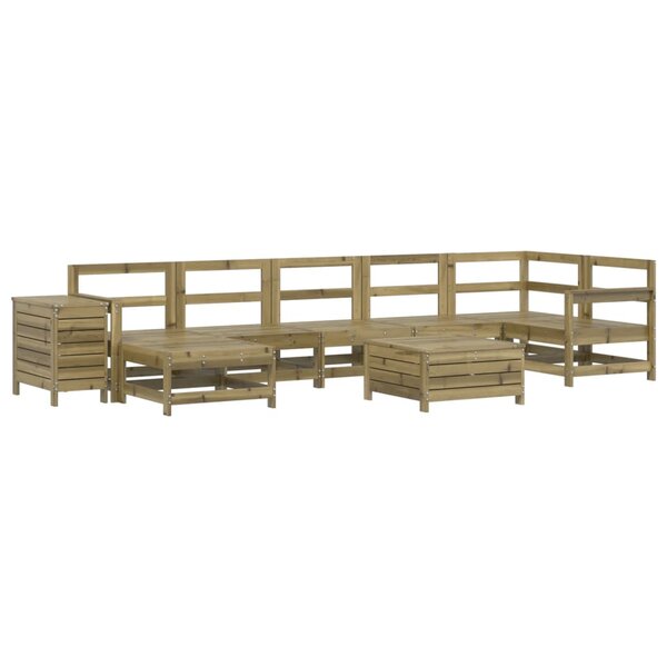vidaXL Salon de jardin 9 Pièces bois de pin imprégné