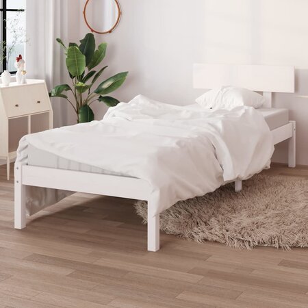 Cadre de lit pour matelas 90x200 cm en bois, couleur blanc VidaXL
