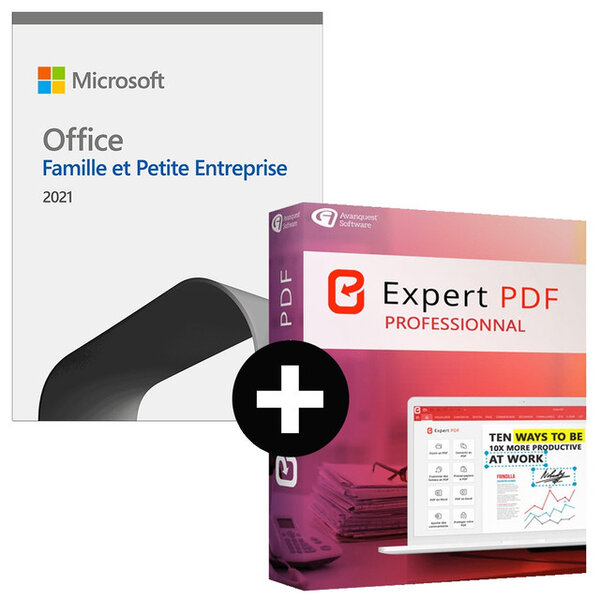 Microsoft office famille et petite entreprise 2021 + expert pdf pro - licence perpétuelle - 1 poste - a télécharger