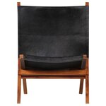 vidaXL Chaise de relaxation pliable Noir Cuir véritable