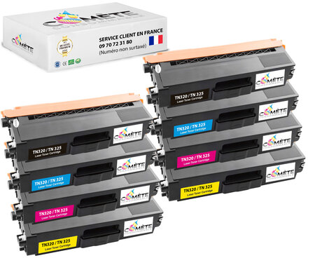 Tn325 - 8 toners compatibles avec brother tn325 tn326 - 2 noirs 2 cyan 2 magenta 2 jaunes