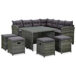 vidaXL Salon de jardin 6 Pièces avec coussins résine tressée gris