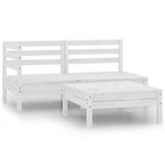 vidaXL Salon de jardin 3 Pièces Bois de pin massif Blanc