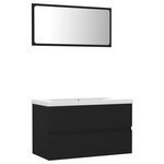 vidaXL Ensemble de meubles de salle de bain Noir Aggloméré